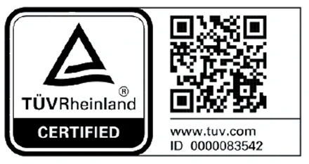 TÜV Rheinland Certified – Zertifikat prüfen (QR-Code, ID 0000083542)